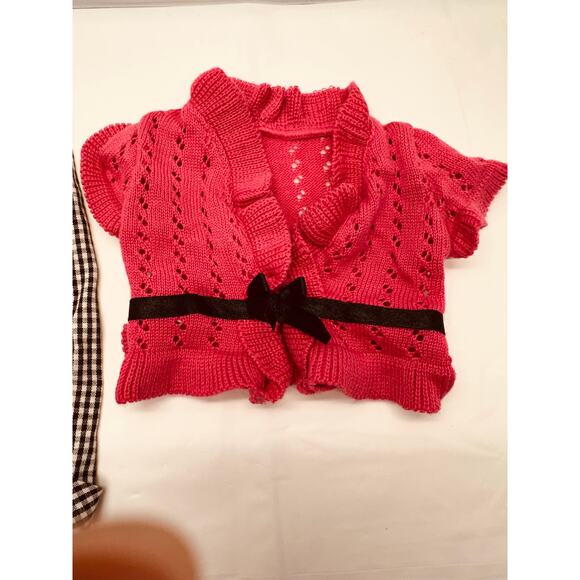 American Girl Bitty Baby Doll Pink Crochet Sweater and Black/White Pant Set RARE - Picture 4 of 7